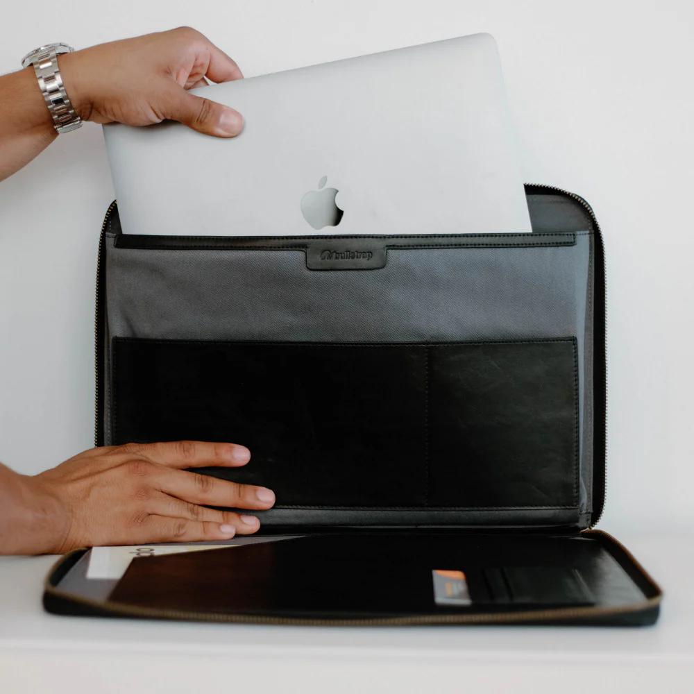 Leather MacBook Sleeve - Black - Image 3