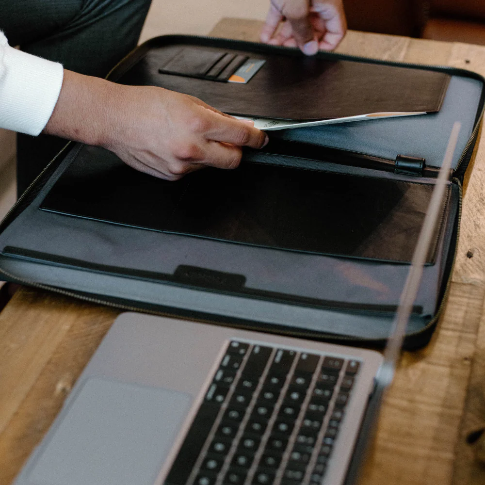 Leather MacBook Sleeve - Black - Image 7