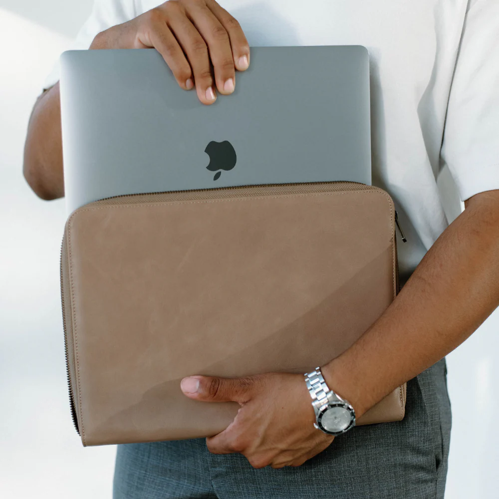 Leather MacBook Sleeve - Dune - Image 3