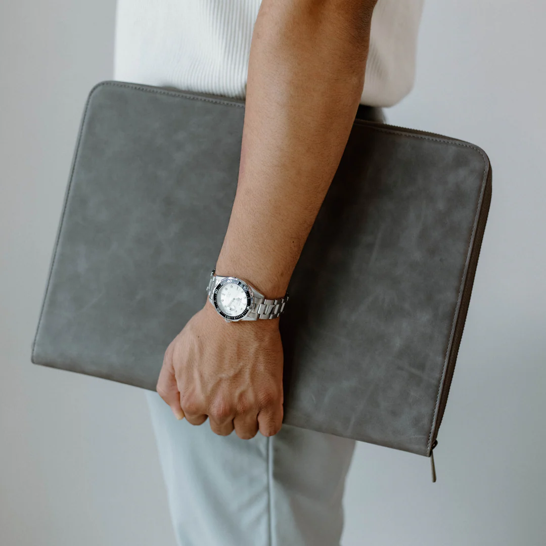 Leather MacBook Sleeve - Slate - Image 2