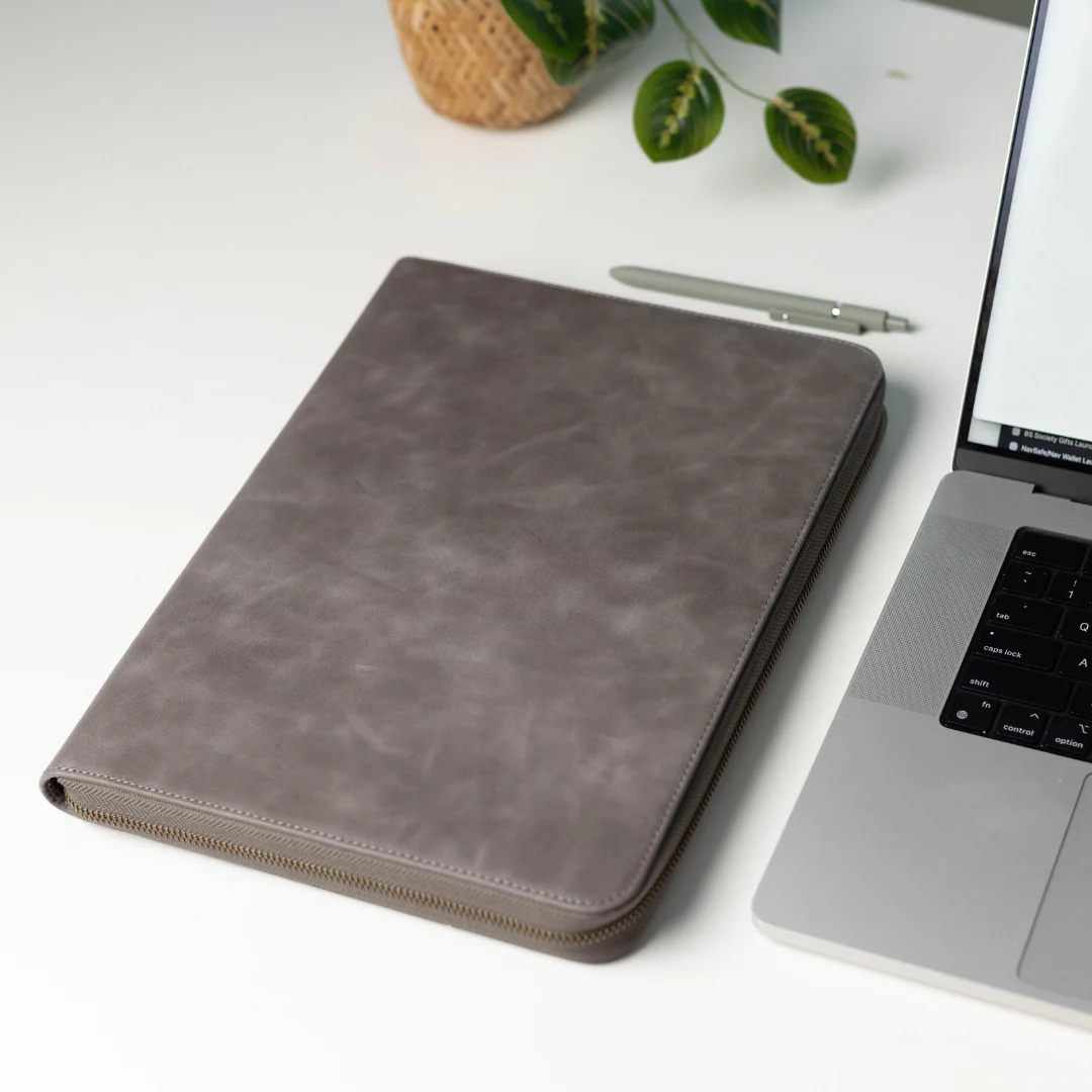 Leather MacBook Sleeve - Slate - Image 6