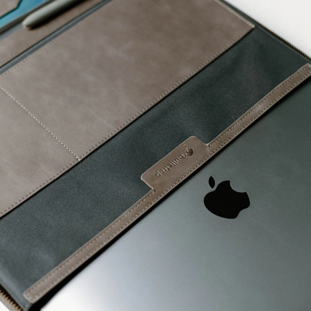 Leather MacBook Sleeve - Slate - Image 7