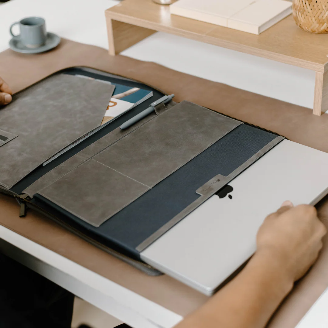 Leather MacBook Sleeve - Slate - Image 9