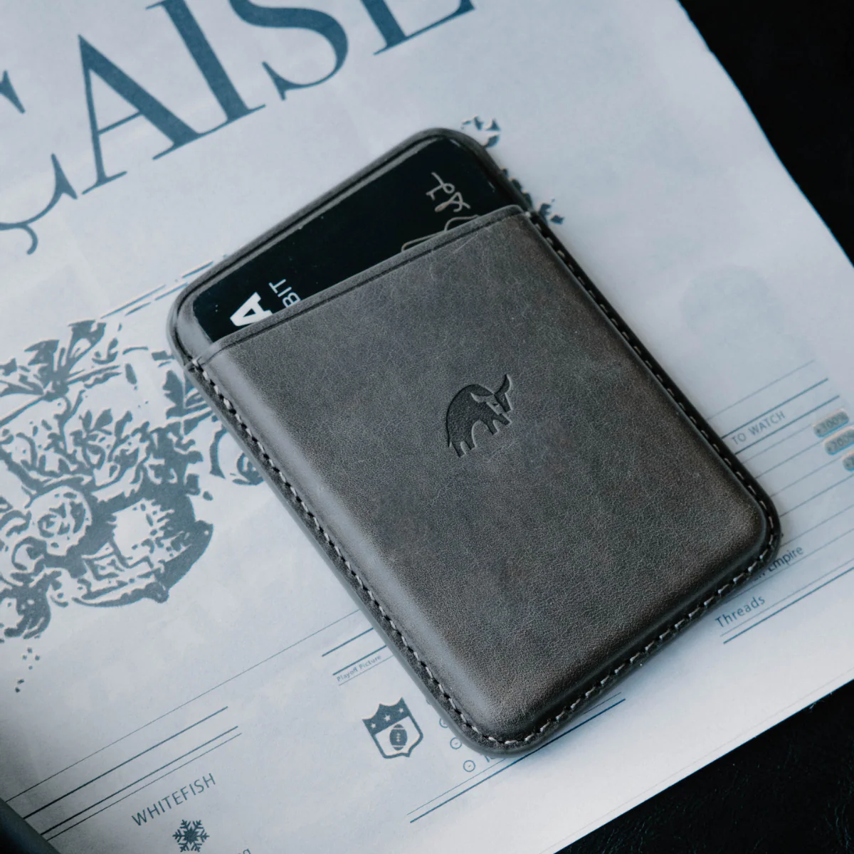 Leather Magnetic Wallet - Slate - Image 2