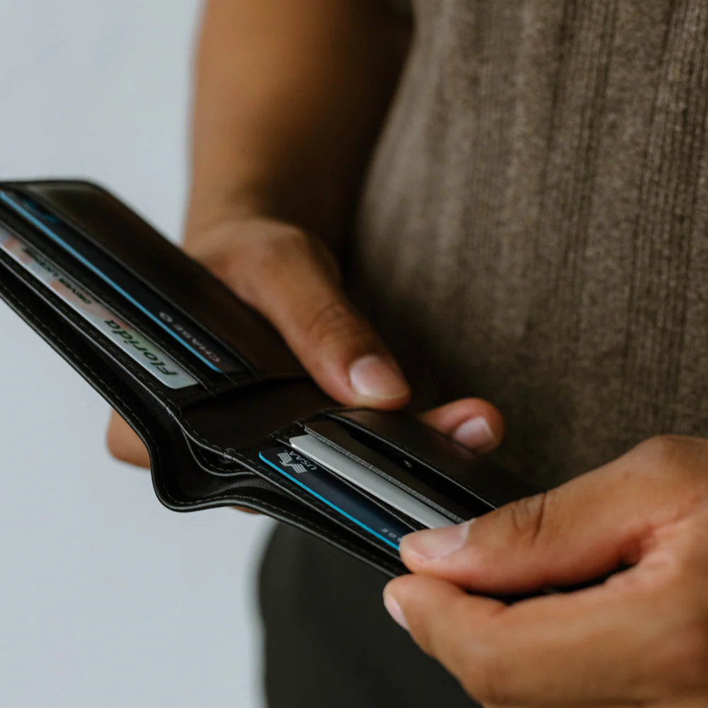 Leather Nav Bifold Wallet - BLACK EDITION - Image 5