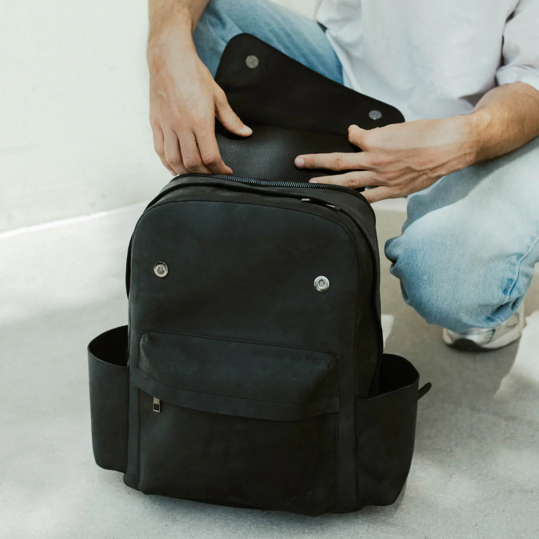 Leather Rugged Backpack - Black Edition - Image 2