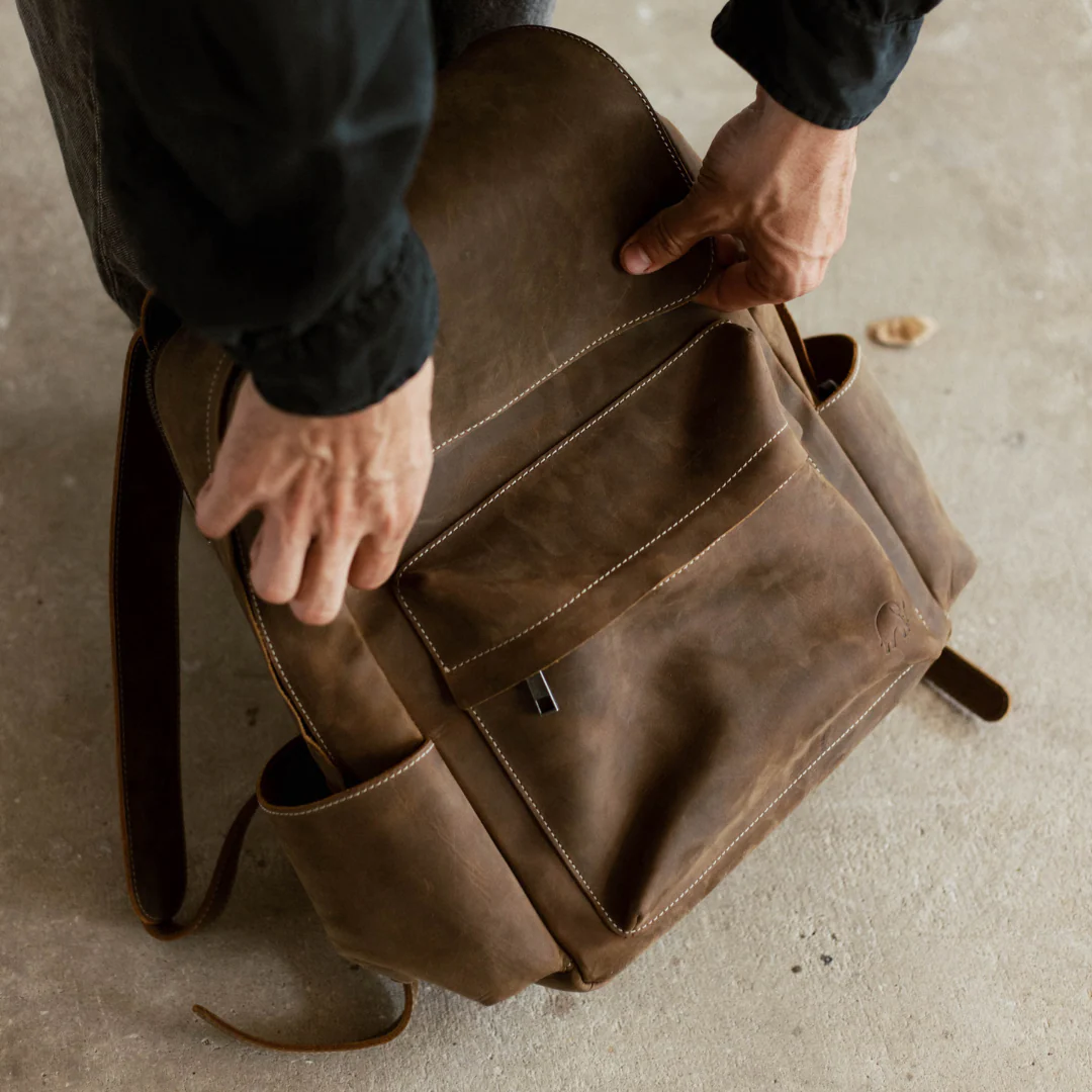 Leather Rugged Backpack - Terra - Image 3