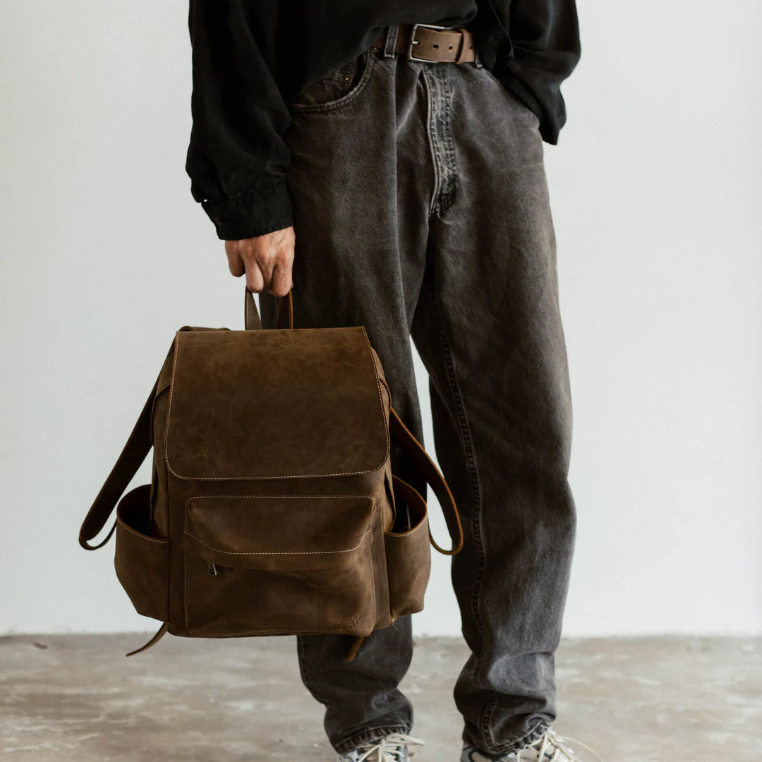 Leather Rugged Backpack - Terra - Image 5