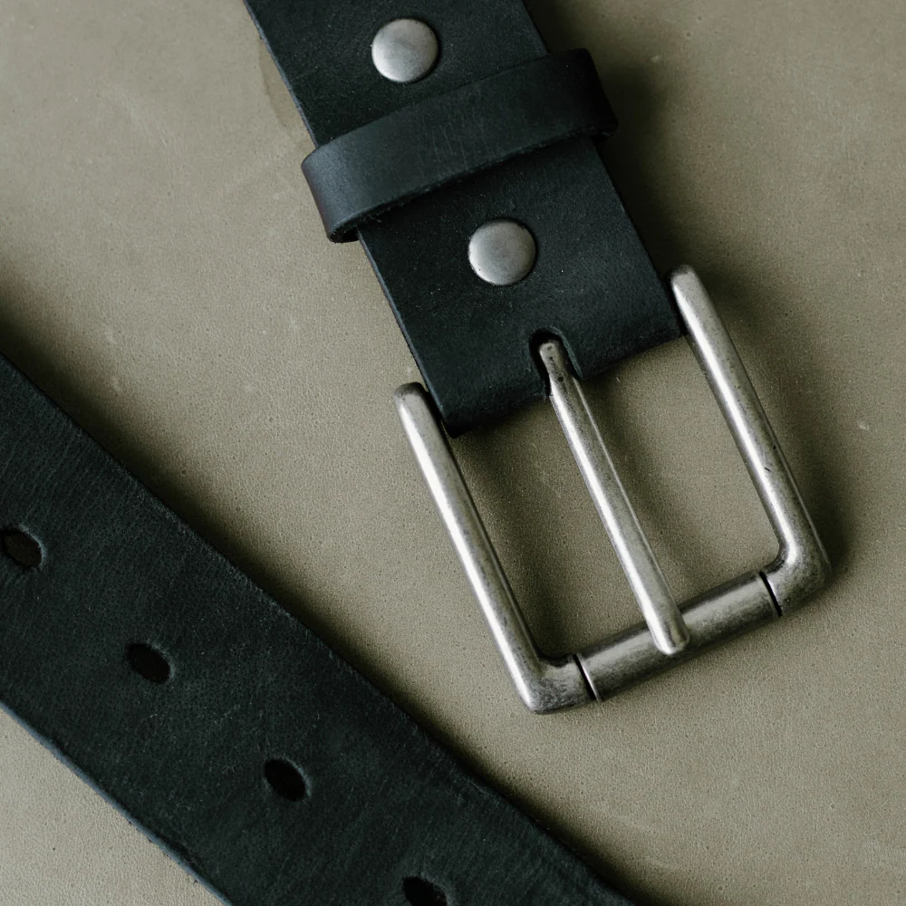 Rugged Leather Belt - Black Edition - Image 3